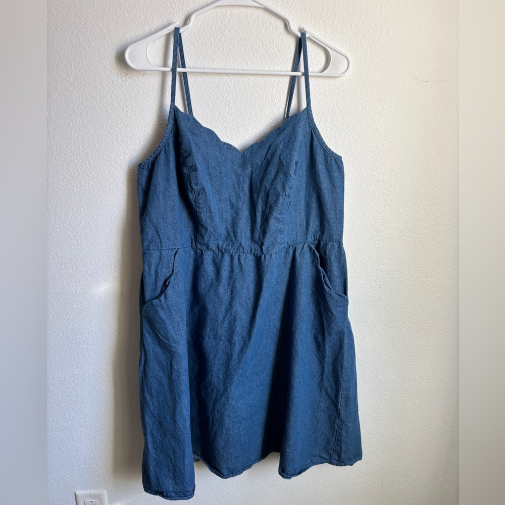 Denim Blue Scallop Neckline Sundress Market & Spruce 1X